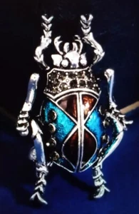 Enamel BEETLE Brooch Silver Alloy Rhinestones Gift Item See Pics - Picture 1 of 3