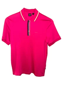 Polo uomo nuova con etichetta Boss/Small/Chartruse S/S con colletto e bottone Acent - Foto 1 di 6