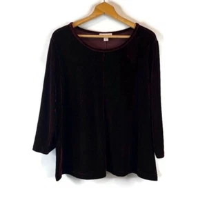 Blusa de terciopelo para mujer Coldwater Creek talla 1X borgoña manga 3/4 pulóver - Imagen 1 de 9