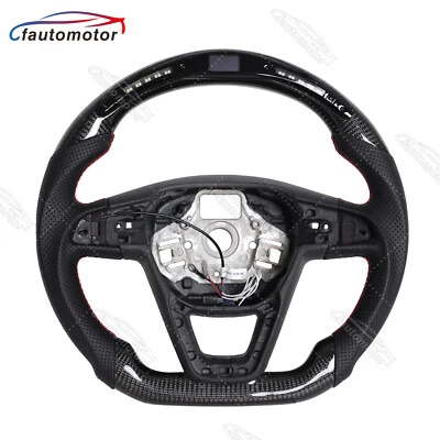 Volante deportivo LED de fibra de carbono real para Seat Leon Cupra MK3 2014-2018 Foto 1 de 4