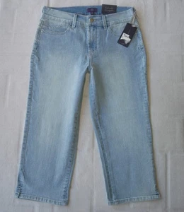 NEW NYDJ High-Rise Straight Crop Jean Wm Sz 4 Blue Distressed+Lift Tuck+Stretch - Picture 1 of 13