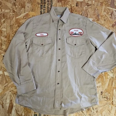 Camisa De Colección Workrite Westex Conoco Botón a Presión Manga Larga 44 XL Tostada  Foto 1 de 4