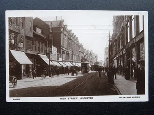 Leicester HIGH STREET showing CHAMPION CYCLES SHOP c1909 RP Postcard - Picture 1 of 4