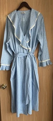 Lanz Of Salzburg | Talla Grande | Bata Larga Azul De Colección Algodón Margarita Shabby Cottagecore Foto 1 de 4