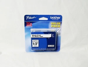 Brother 2 Pack TZe-2312PK - 1/2" Black on White  P-Touch TZe Tape (new sealed) - Picture 1 of 2
