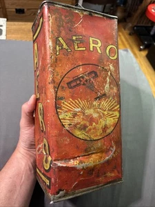 Antike original seltene Aero Flugzeugöl frühe Auto California Motoröl Dose - Bild 1 von 24