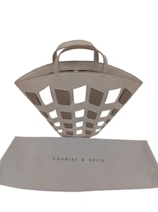 Charles & Keith Geometric Cutout Tote Bag with Inner Pouch & Strap Never Used - Picture 1 of 8