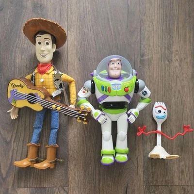 Toy Story Toys Buzz Lightyear Woody with Guitar and Forky Action Figures Disney - Image 1 of 4
