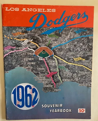1962 LOS ANGELES DODGERS SOUVENIR YEARBOOK  KOUFAX 1st YEAR DODGER STADIUM - Image 1 of 3