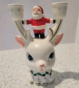 Raro candelabro Napcoware años 60 Rudolph Reindeer Santa 1CX5394 Navidad - Imagen 1 de 12