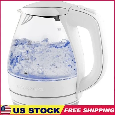 Glass Electric Kettle Fast Boiling Hot Water Boiler BPA Free Auto Shut Off White - Image 1 of 4