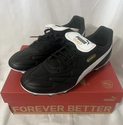 Puma King Top FG/AG Black White Gold Mens Cleats Shoes Size 8.5 - Image 1 of 4