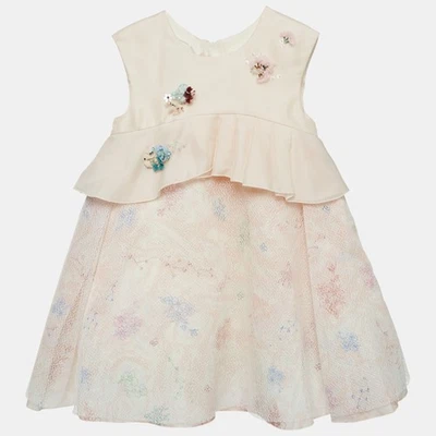 Baby Dior Pink Floral Embellished Silk Pleated Dress 24M - Image 1 of 4