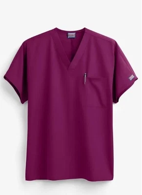 切诺基工作服男女通用 1 口袋 V 领磨砂上衣中号 - 葡萄酒  — 第 1/2 张图片