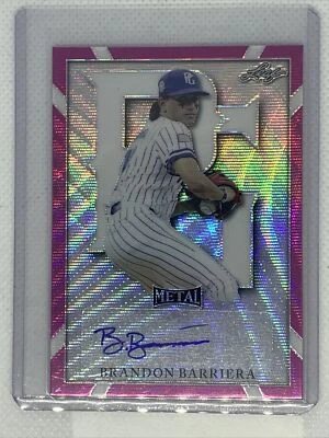 2021 LEAF METAL PERFECT GAME BRANDON BARRIERA AUTO PINK WAVE REFRACTOR 2/6 - Image 1 of 2