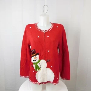 Mercer Street Studio Beaded Sequin Snowman Ugly Christmas Sweater - Medium #2913 - Picture 1 of 5