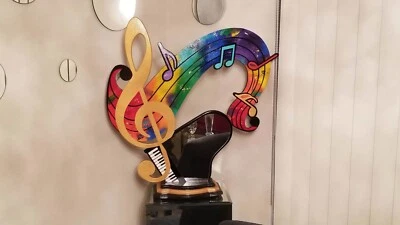 Colorful Music Sculpture, gold clef Mirror Piano Tabletop Sculpture by Alisa - Image 1 of 4