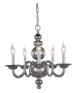 Silver Shade Glass Pendant 5 Light Fixture Ceiling Chandelier Lighting 20 inch - Bild 1 von 2
