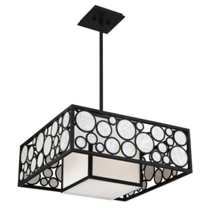Minka Metropolitan Mosaic 2 Light Pendant, Rubbed Bronze/White Linen - N7753-143 - Picture 1 of 1