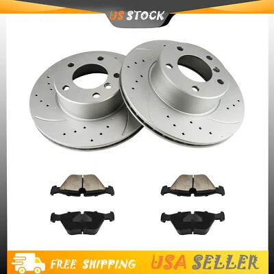 para BMW 525i 528i 1997 1998-2003 rotores de disco perforados delanteros y pastillas de freno de cerámica Foto 1 de 4