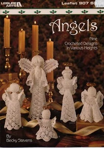 Leisure Arts PATTERN BOOK 907, 9 Crocheted Angels in Various Heights - Picture 1 of 4