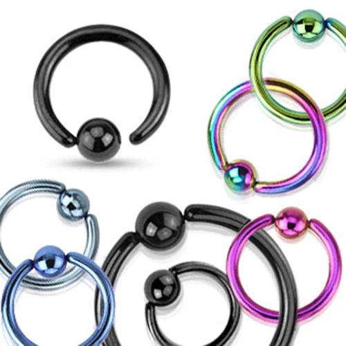 Pair Fixed Ball Black Captive Bead Ring Nipple Helix Tragus Septum Piercing C247 - Image 1 of 1