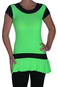 Womens Neon Two Tone Fashion Club Short Sleeve Casual Plain Mini Party Dress Top - Picture 1 of 9