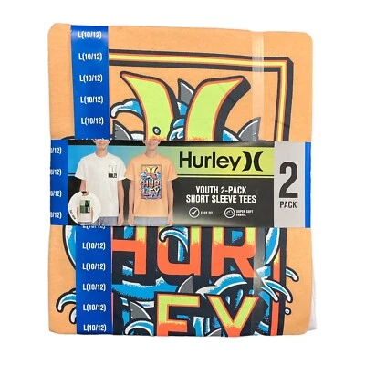 NWT Hurley Youth Boy's 2 Pack Short Sleeve Easy Fit Graphic Tee Orange/White XXL - Image 1 of 2