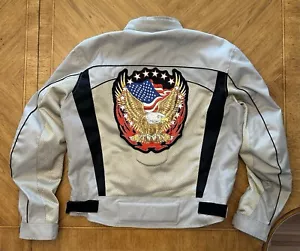 XElement Motorcycle Jacket Mens XL Tan Brown Padded Moto Racing Eagle USA - Picture 1 of 20
