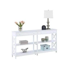 Convenience Concept Standard Rectangle Wood Console Table w/ 2 Drawers + Shelves - Picture 1 of 6