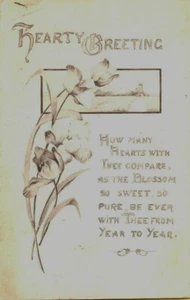 Postal antigua poema de amor poético de saludo romántico de 1913 poesía de flores - Imagen 1 de 2