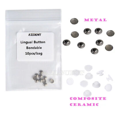 Dental Orthodontic Composite Ceramic/Metal Lingual Buttons Bondable Round Base - Image 1 of 3