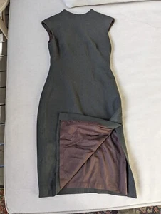 Charles Chang-Lima High Neckline Plunge Back Slit Sleeveless Dress Wool Silk 2 S - Picture 1 of 16