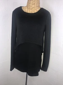 Decjuba Black Jersey Layered Long Sleeve Top Sz S - Picture 1 of 11
