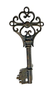 One (1) Black/Bronze Metal SKELETON KEY Wall Decor Steampunk Gallery 13"Long - Picture 1 of 2