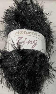 Moda Dea ZING YARN Metallic EYELASH “Midnight” 1.76 oz Skein 98 yd New - Image 1 of 2