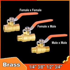 Brass Ball Valve BSP 1/4" 3/8" 1/2" 3/4" Female/ Male Thread Long Lever Handle - Picture 1 of 20