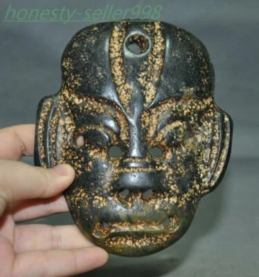 Máscara de pueblo sacrificio tallado jade antiguo cultura hongshan china de 5,4"" rostro humano Foto 1 de 4