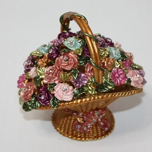 Colorful Vase Shaped Basket with Flowers Trinket & Small Jewelry Box with Jewels - Picture 1 of 2