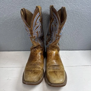 Twisted X Cowboy Boots Men's Size 9.5 D TAN / Blue Multi Color Stitching - Picture 1 of 13