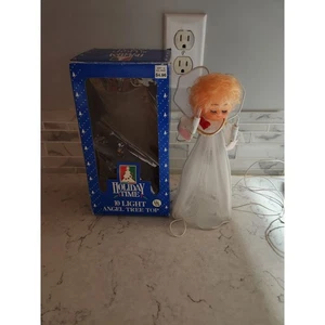 Vintage Holiday Time 10 Luci Angelo Albero Topper 9" Luci Scintillanti Boxato Funzionante - Foto 1 di 3