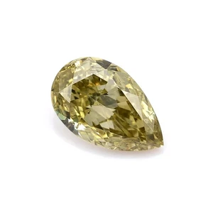 0.28 Carat GIA Certified Natural Loose Diamond Fancy Chameleon Yellow Pear SI1 - Picture 1 of 7