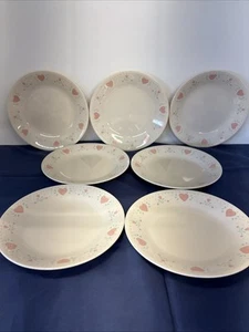 Vintage Set of 7 Forever Yours Peach Heart 6.5 Inch Corelle Dessert Plates - Bild 1 von 9