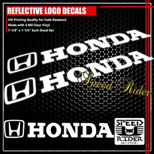 7" LEFT+RIGHT FAIRING/FUEL TANK STICKER REFLECTIVE VINYL DECAL FOR HONDA WHITE - Picture 1 of 3