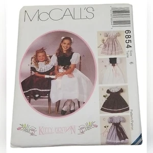 Vestido McCall's 6854 Cuello Desmontable Sin Cordones Niñas Talla 6 Gatito Benton Costura Gourmet - Imagen 1 de 3