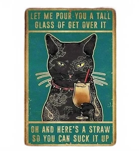 Letrero Get Over It Suck It Up Cat Metal Aluminio 8"x12" Divertido Cocina Retro - Imagen 1 de 1