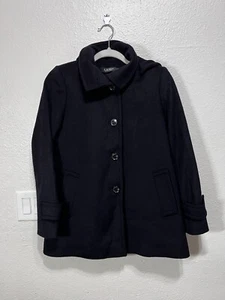 Cappotto donna Lauren Ralph Lauren misto lana con cappuccio nero taglia XXS - Foto 1 di 11