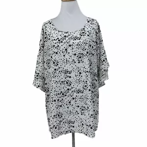 West Kei Star Printed Top Women's Plus Size 3X Ruffle Short Sleeves Scoop Neck - Picture 1 of 12