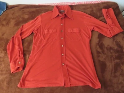 Vtg 60s 70s Polyester Dress Shirt ARROW Carlton Disco orange Mens L - Image 1 of 4