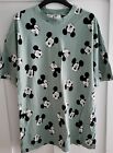New H&M Dusky Green Mickey Mouse  Printed Cotton Night T-Shirt dress -M